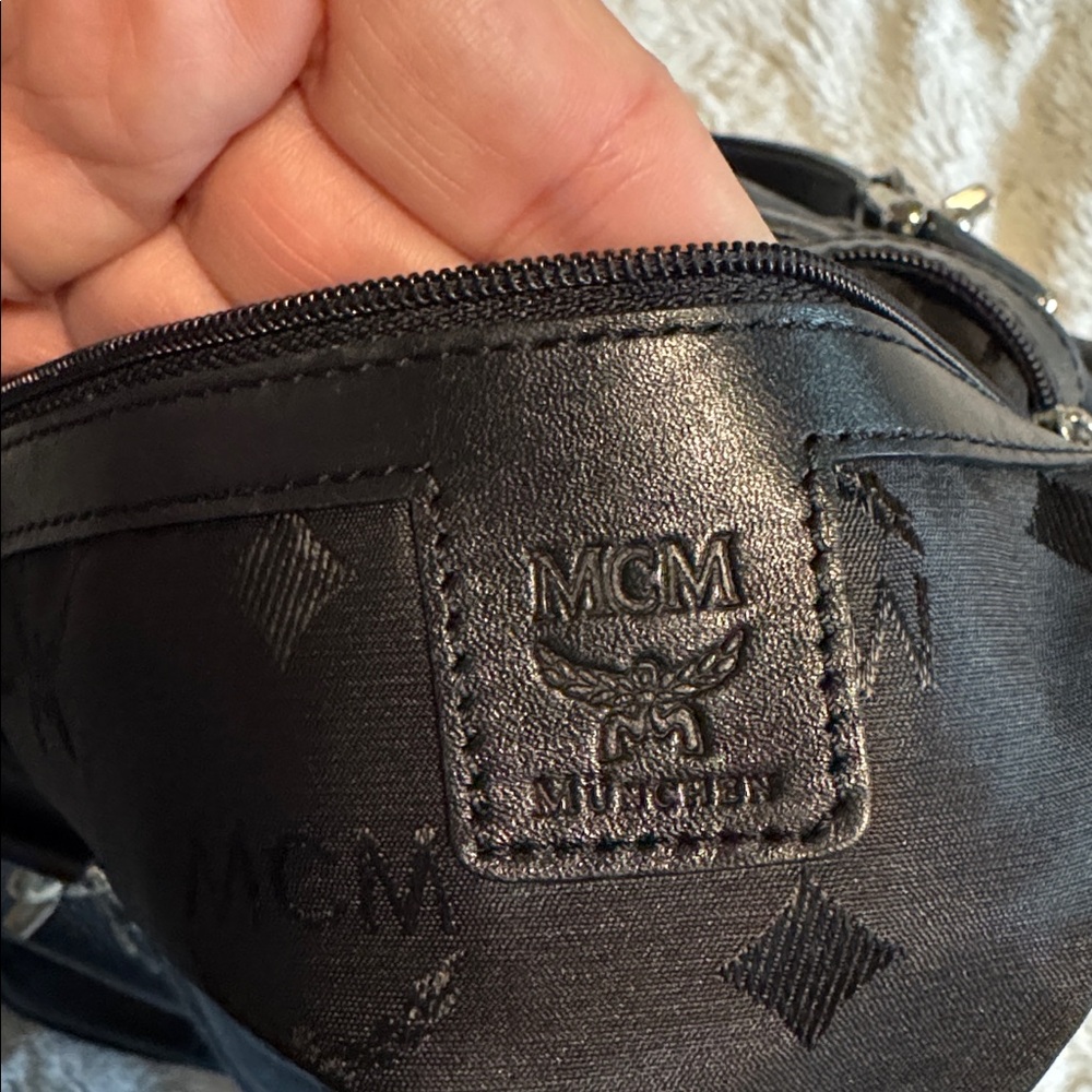 MCM Black Leather Satchel with Silver Hardware Good Used Condition - Picture 8 of 9
